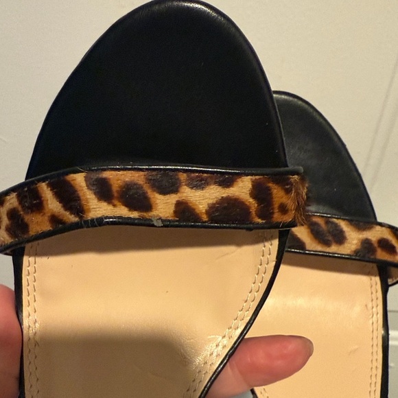 Banana Republic leather/calf hair leopard print heeled sandals Size 8 EUC Sexy - Picture 12 of 13
